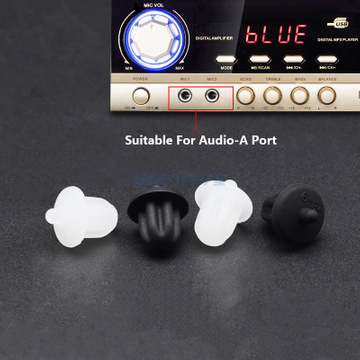 Silicone Rubber 6.35mm Audio Jack Dust Cover Plug For Earphone Computer