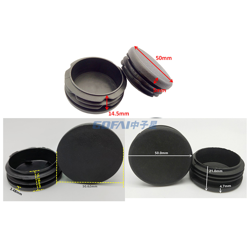 2 Inch 50mm Round Furniture Plastic Insert Hole Plug PE Pipe End Cap for Steel Tube Chair Leg