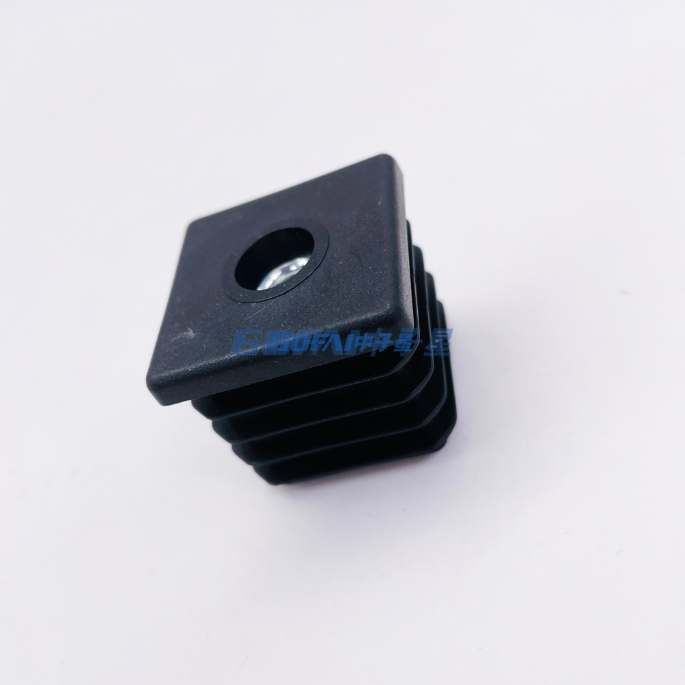 32*32mm M8 Square Plastic Pipe Threaded End Cap Tube Insert with Adjustable Feet for Furniture