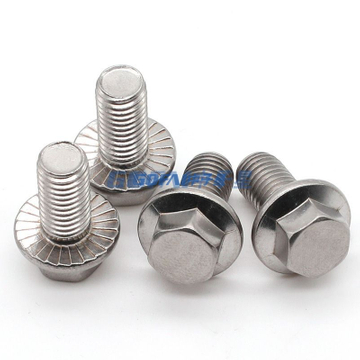 304 Stainless Steel Flange Outer Hexagonal Bolt / Serrated Anti Slip Hexagonal Flange Screw M5 M6 M8 M10 M12