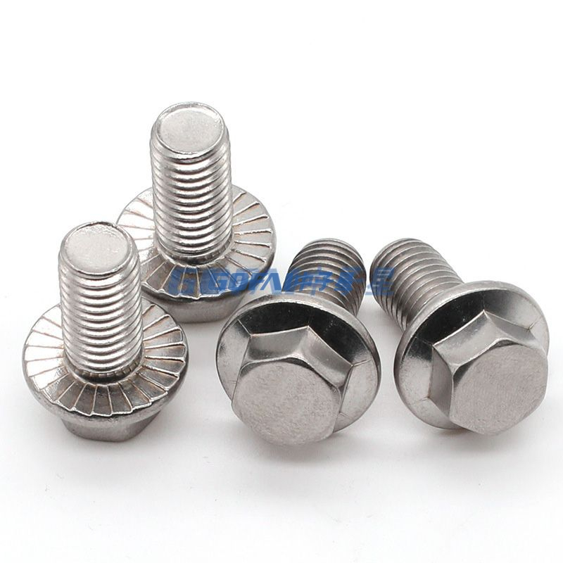 304 Stainless Steel Flange Outer Hexagonal Bolt / Serrated Anti Slip Hexagonal Flange Screw M5 M6 M8 M10 M12