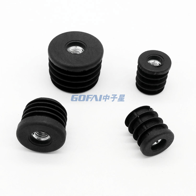 Plastic Insert Plug Pipe Tube End Cover with Thread Nut/ Tube Fitting Stopper Furniture Screw Tube Insert Plugs/ Adjusting The Foot Tube Plug 