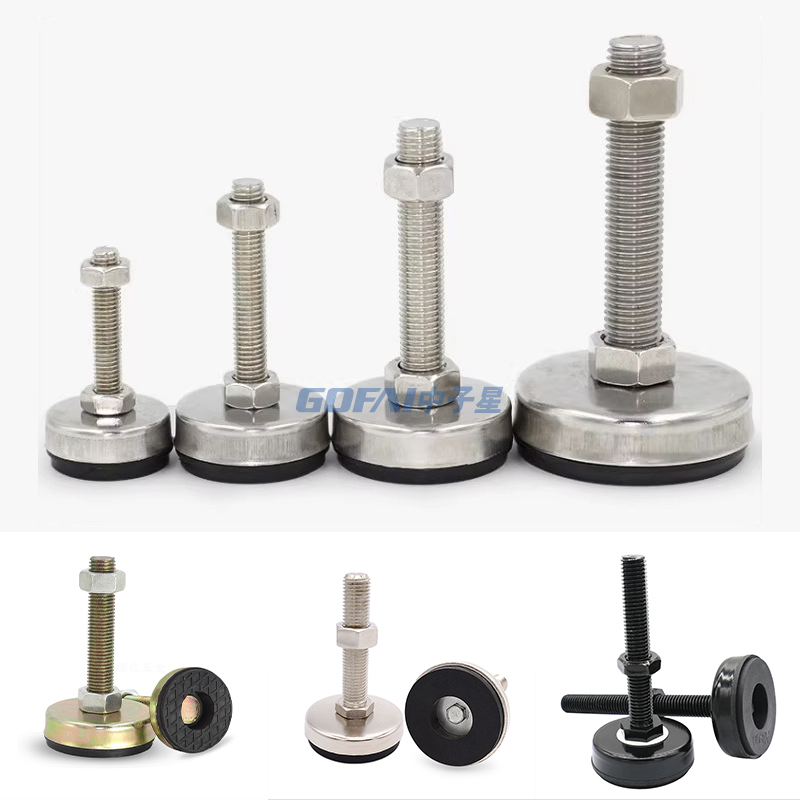 Heavy Duty Stainless Steel Adjustable Leveling Feet with Rubber Base Pad for Furniture Chair Desk Carbinet