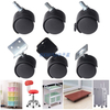 Furniture Office Chair Black Nylon Plastic Casters Wheels with Brakes Replacement Castors