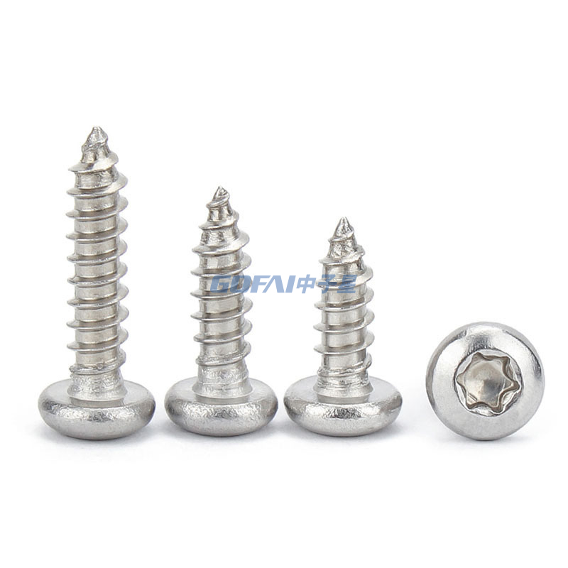 304 stainless steel plum blossom groove screw with column Self-tapping Screws with Cross Round Head and Pointed Tail 