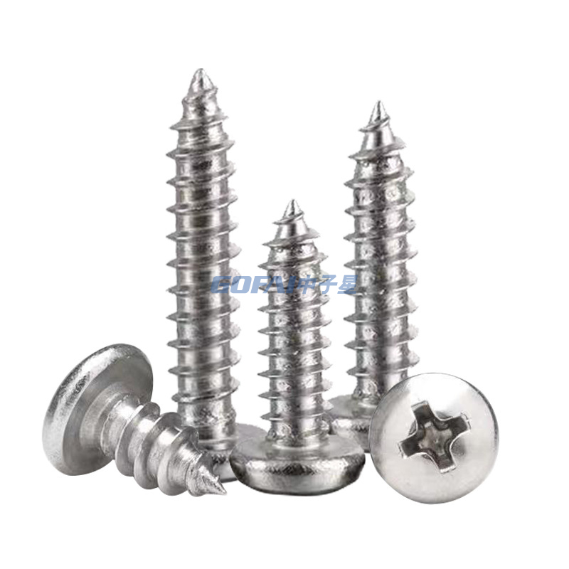 Self-tapping Screws with Cross Round Head Pointed Tail