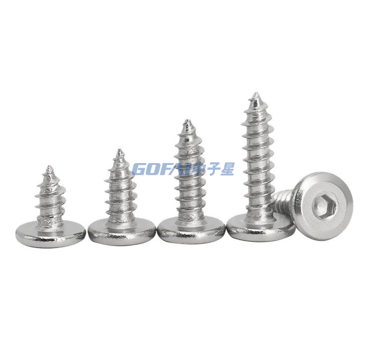 304 Stainless Steel Chamfered Hexagonal Socket Self-tapping Screw/ Large Flat Head Hexagonal Socket Self Tapping Furniture Screw