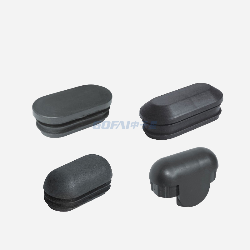 Supplier Furniture Black Plastic Oblique Oval End Cap Tubing Insert Pipe Plugs
