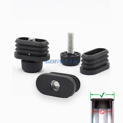 15*30*M6 Nut Oval Tube Plastic Threaded End Cap Pipe Plug 20*40*M8 25*50*M8