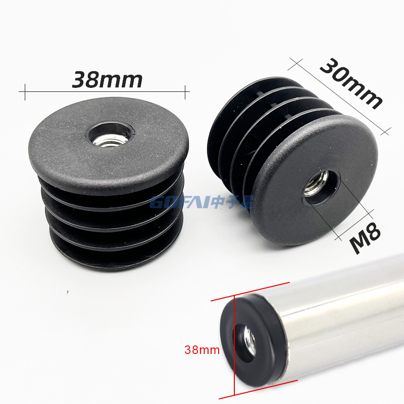 38*M8 Nut Round Plastic Threaded Insert Plug for Furniture Chair Leg Pipe Tube
