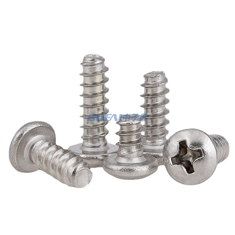 Stainless Steel Carbon Steel Black Zinc/ Bright Nickel Cross Round Head Self Tapping Flat Tail Screw