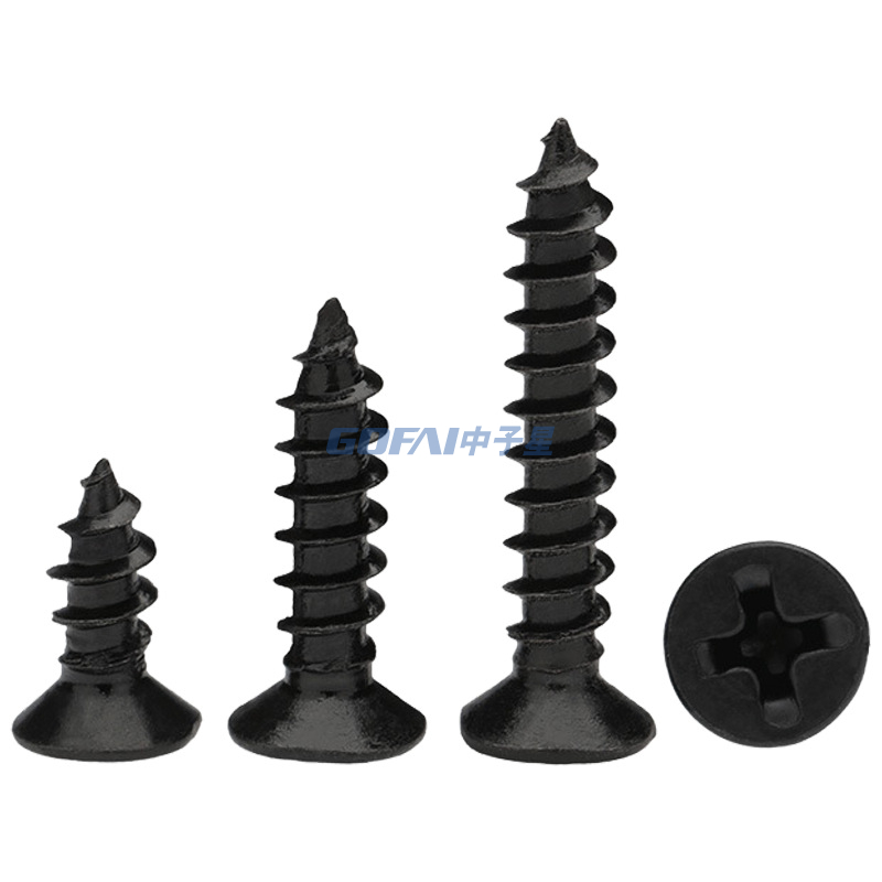 Stainless Carbon Steel Black color-plated zinc Cross Countersunk Head Pointed Tail Tapping Screw Chipboard Screw Furniture Screw