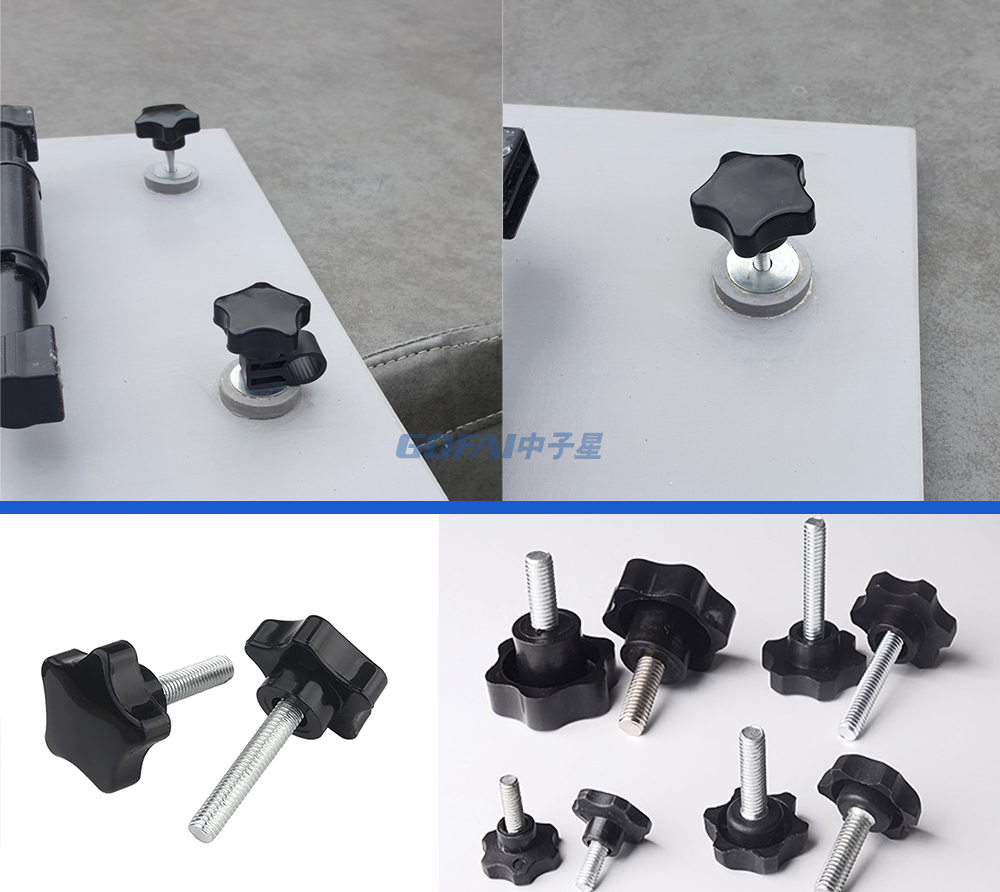 Star Shape Screw Knobs / Beach Umbrella Thread Knurling Handle Screw Knob for Machine Tool / Tightening Screw Grip Handle