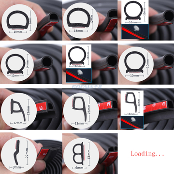 Car Door D Shape Self-adhesive Soundproofing Rubber Foam Sponge WeatherStrip Sealing Strip