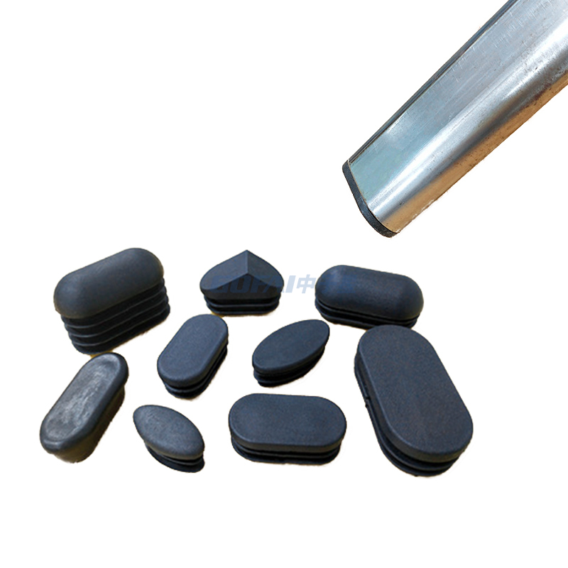 Supplier Furniture Black Plastic Oblique Oval End Cap Tubing Insert Pipe Plugs