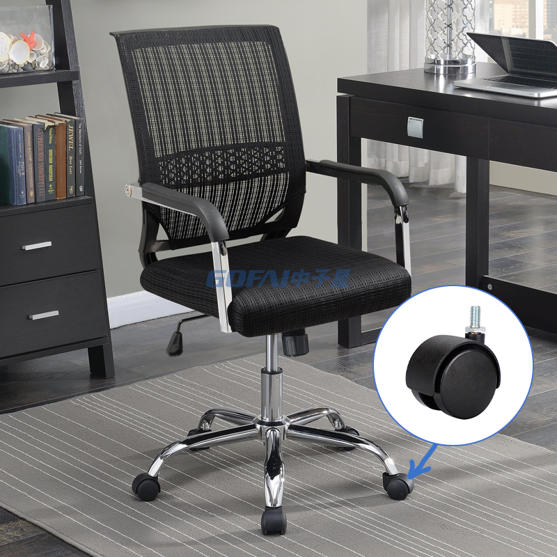 Furniture Office Chair Black Nylon Plastic Casters Wheels with Brakes Replacement Castors