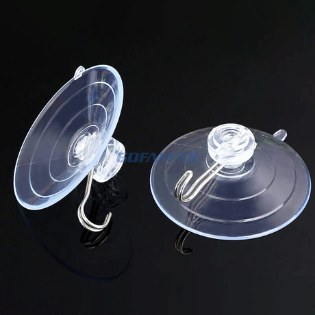 Removable PVC Clear Suction Cup with Hooks for Kitchen Bathroom Shower Wall Window Glass Door