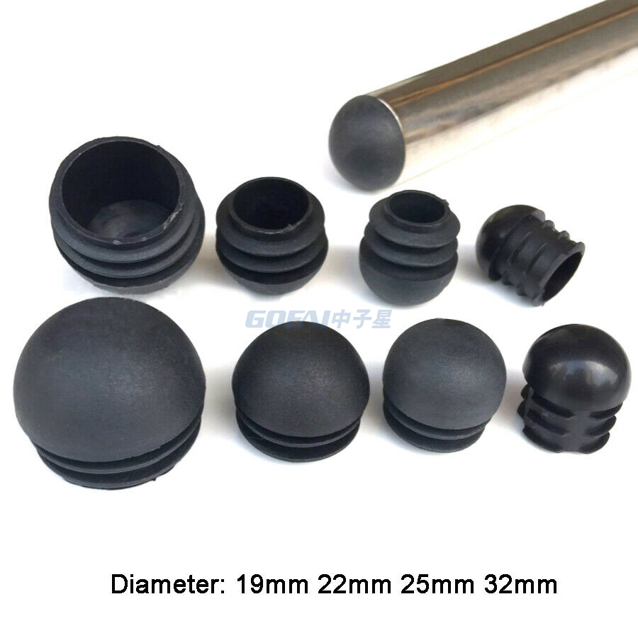 Durable Black Dome Round Plastic Plug Insert End Cap For Chairs And Furniture Metal Tubing