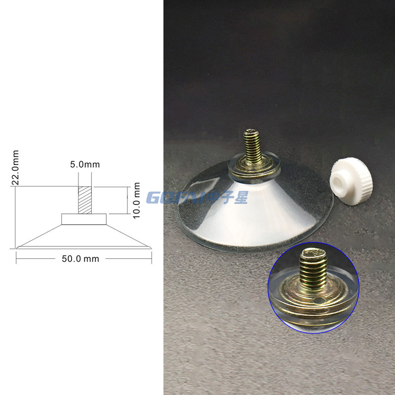 M5*50mm Clear PVC Screw Suction Cup with Screw and Nut for Table Glass Mirror