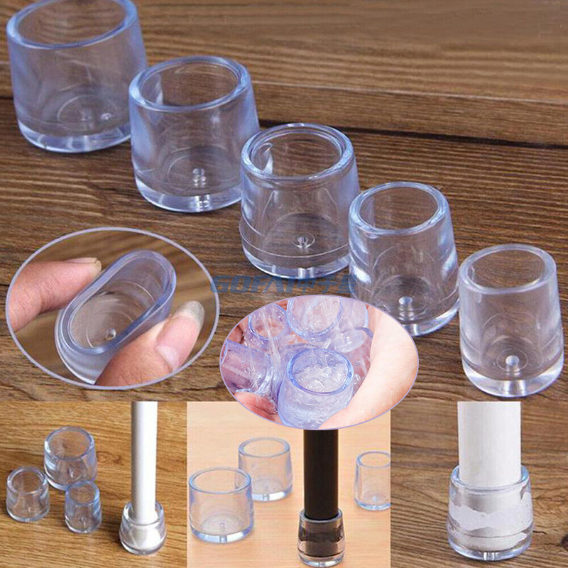 Transparent Protective Cover Chair Leg Cap Clear Non-Slip Noise Reduction Foot Leg Cap