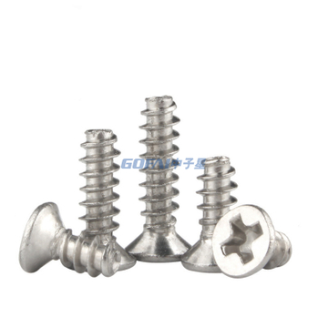 304 316 Stainless Steel Carbon Steel Nickelage Black Cross Countersunk Head Flat Tail Tapping Screws