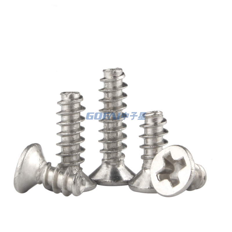 304 316 Stainless Steel Carbon Steel Nickelage Black Cross Countersunk Head Flat Tail Tapping Screws