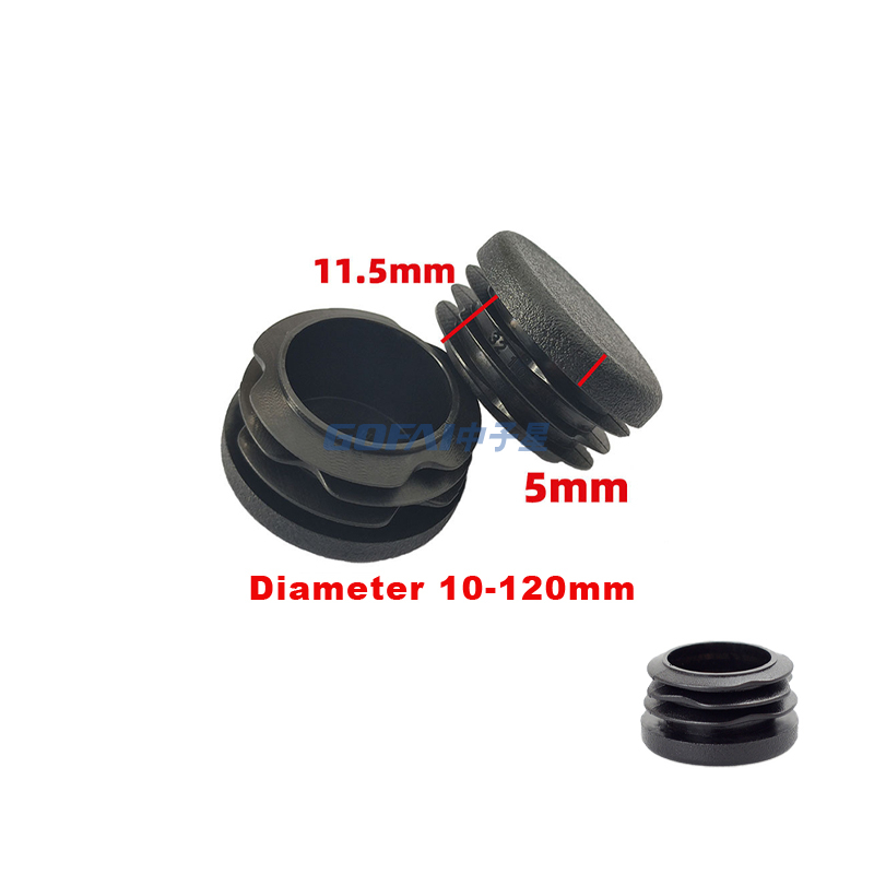 10 12 15 16 22 30 32 38 40 50 60 76.2 80 100mm Round Furniture Plastic Pipe End Cap Tube Insert Hole Plug for Steel Tube Chair Desk Leg
