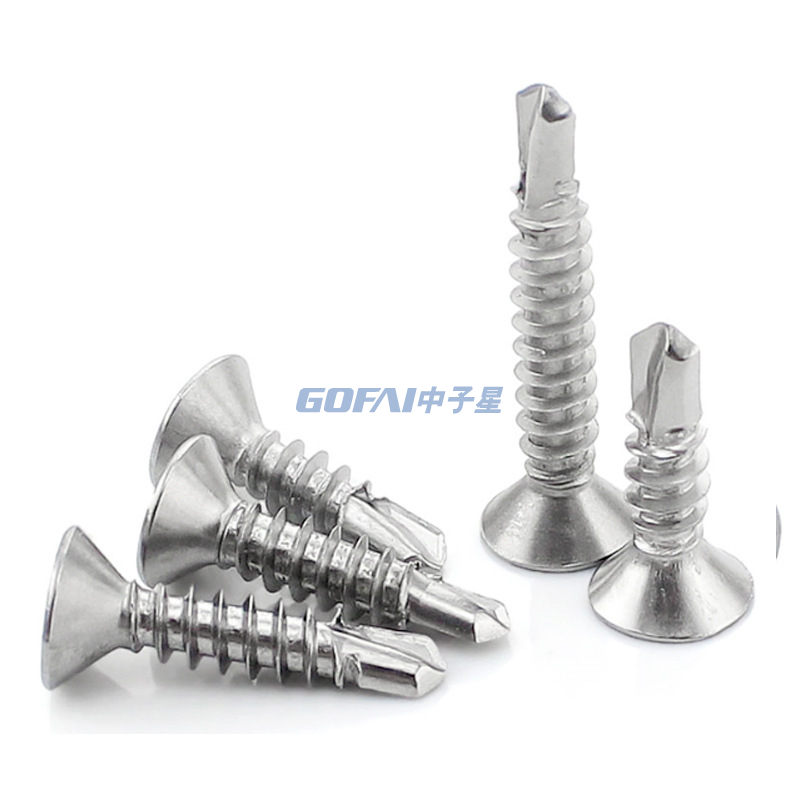M3.5 M4.2 M4.8 M5.5 M6.3 Carbon Steel Blue and white zinc plating Cross Countersunk Head Drilling Tail Tapping Screw