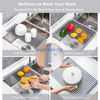 Silicone Roll Up Dish Drying Rack Foldable Stainless Steel Over Sink Kitchen Drainer Rack for Cups Fruits Vegetables