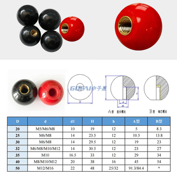 Bakelite Handle Knobs With Copper Thread for Machine Tool / Operating Rod Bakelite Handle Ball Thread Knurling Handle Screw Knob