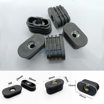 15*30*M6 Nut Oval Tube Plastic Threaded End Cap Pipe Plug 20*40*M8 25*50*M8