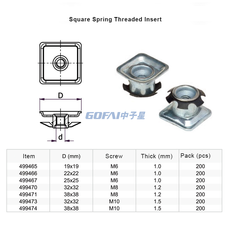 M6 M8 M10 Spring Threaded Insert for Metal Tube