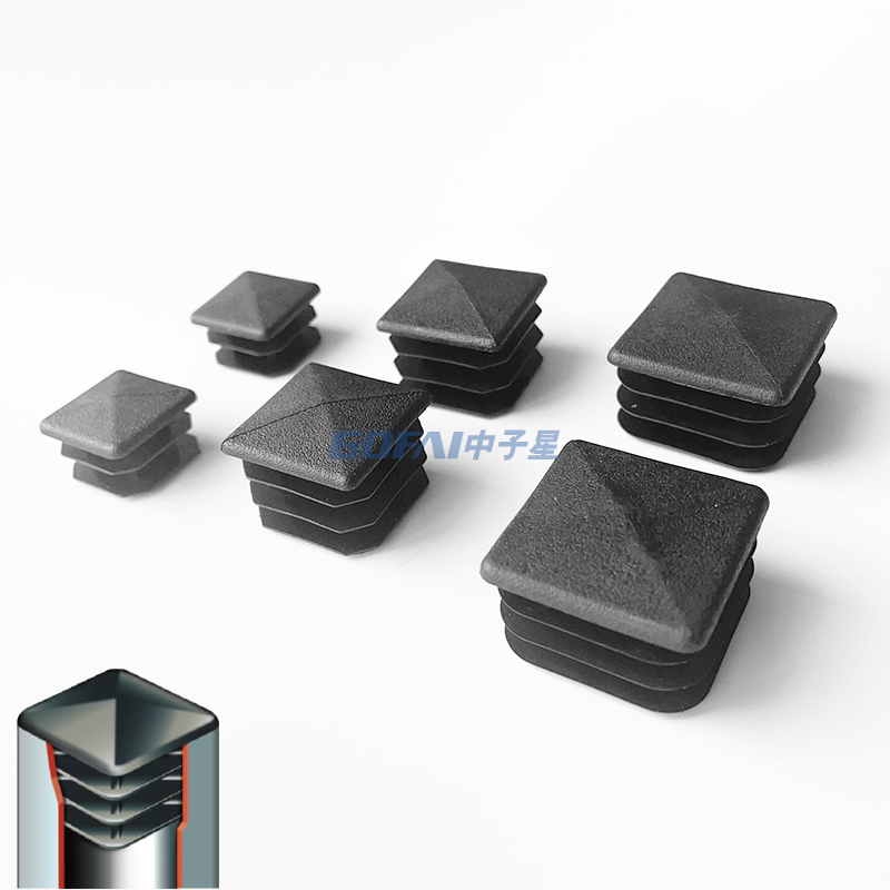 20mm 25mm 30mm 40mm Square Furniture Tower Type PE Insert Diamond Head Plastic Pipe End Cap for Chair Desk Leg Steel Tube