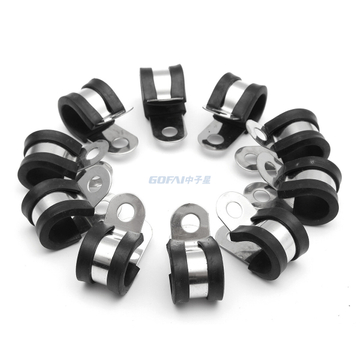 24-Pack 3/16" Metal P-Clips For Fuel Lines & Brake Pipes – Rubber-Lined Hose Clamps (Silver/Black)