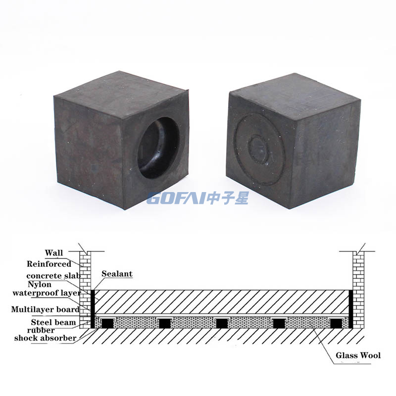 Rubber Floor Shock Absorber/ Soundproofing Floor Rubber Block/ Reslient Sound Isolation Soft Rubber Pad Shock Absorber