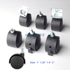 Furniture Office Chair Black Nylon Plastic Casters Wheels with Brakes Replacement Castors