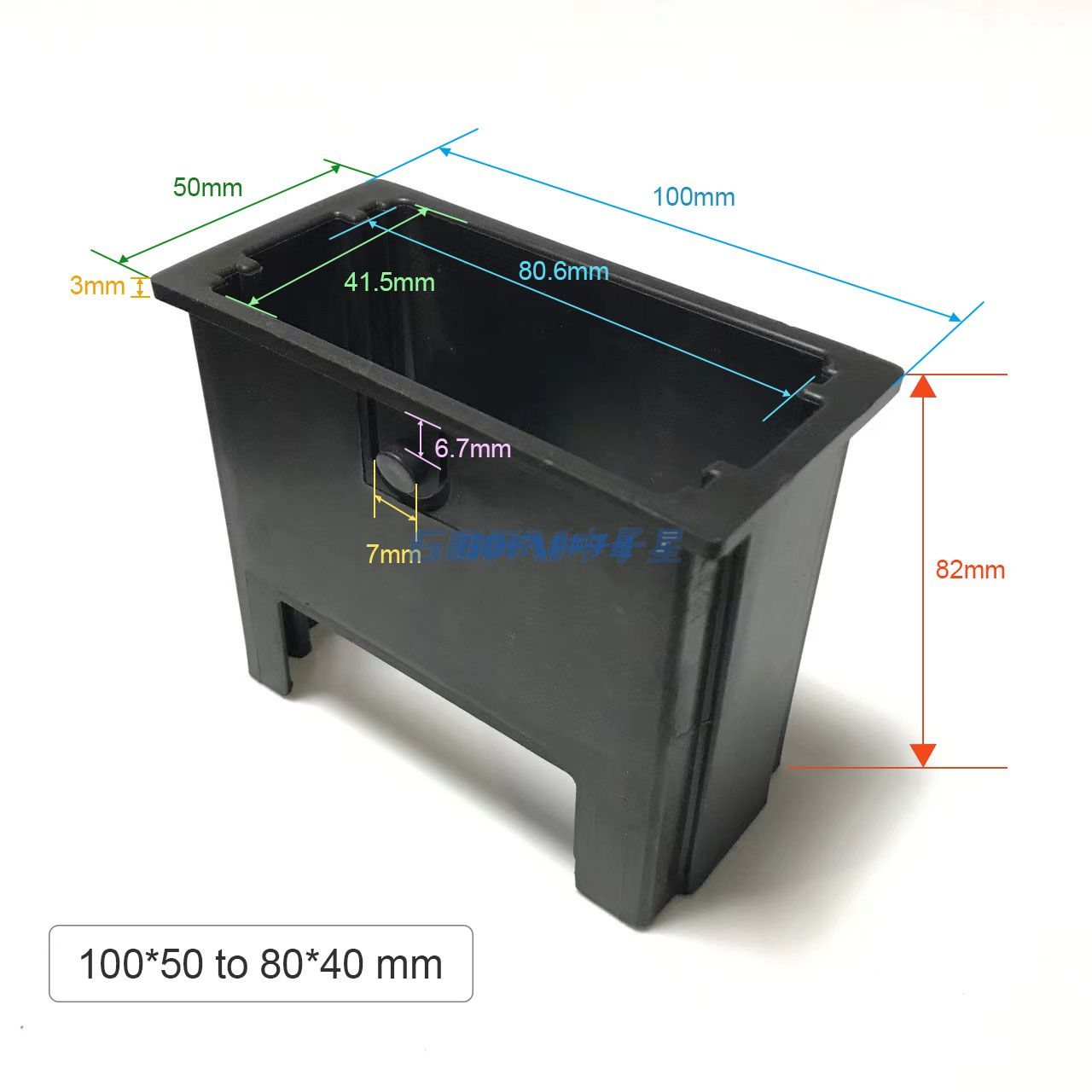 100*50mm To 80*40mm Rectangular Plastic Reducing Bushings Square Tube Hollow Sleeve for Pipe Fitness Equipment Accessories